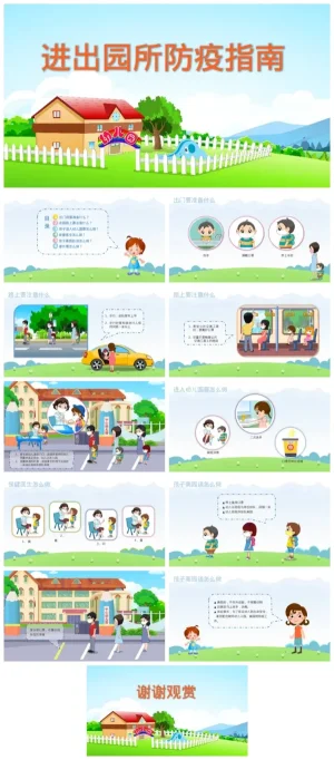 幼儿园中班《进出园所防疫指南》健康教育活动资料（含PDF/PPT下载）