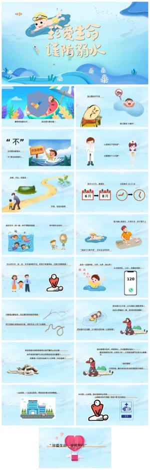 幼儿园大班防溺水安全教育：珍爱生命与急救知识（含PDF/PPT下载）
