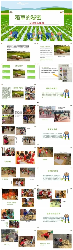 幼儿园大班手工活动《稻草的秘密》教学资源包下载，含PDF与PPT文件。